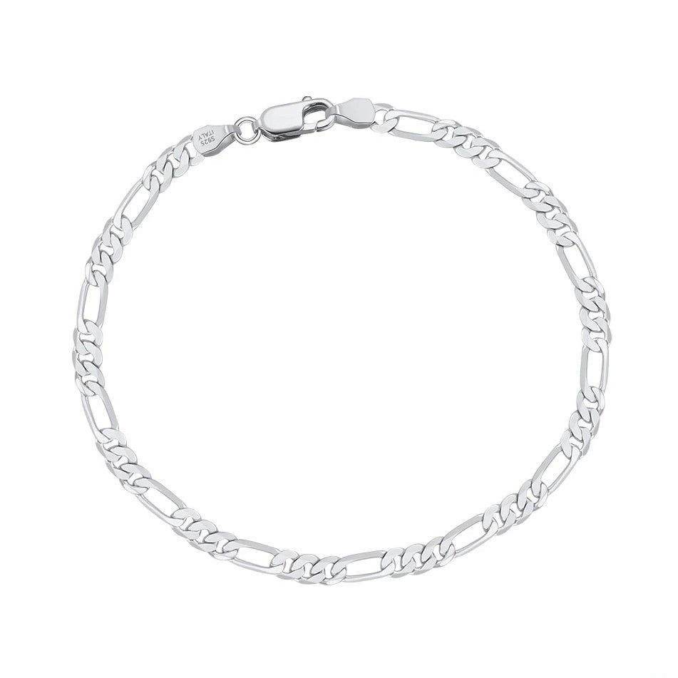 925 sterling silver 3mm figaro bracelet - unisex luxury jewelry by clearquartzshop