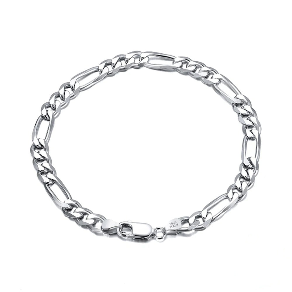 925 sterling silver 5mm figaro bracelet - unisex italian jewelry by clearquartzshop