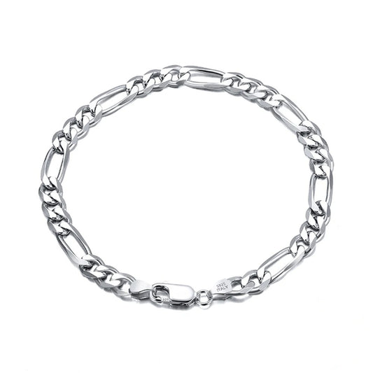 925 sterling silver 5mm figaro bracelet - unisex italian jewelry by clearquartzshop