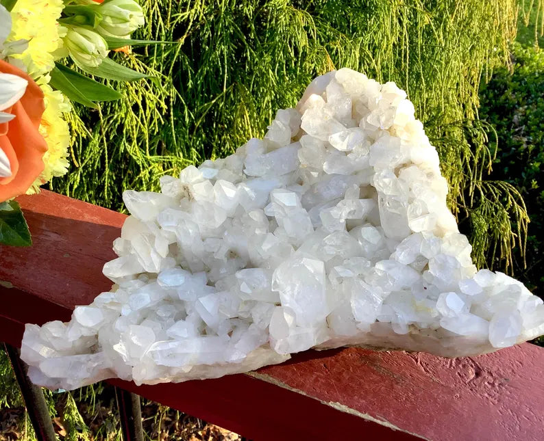 arkansas clear quartz cluster - large white crystal from clearquartzshop