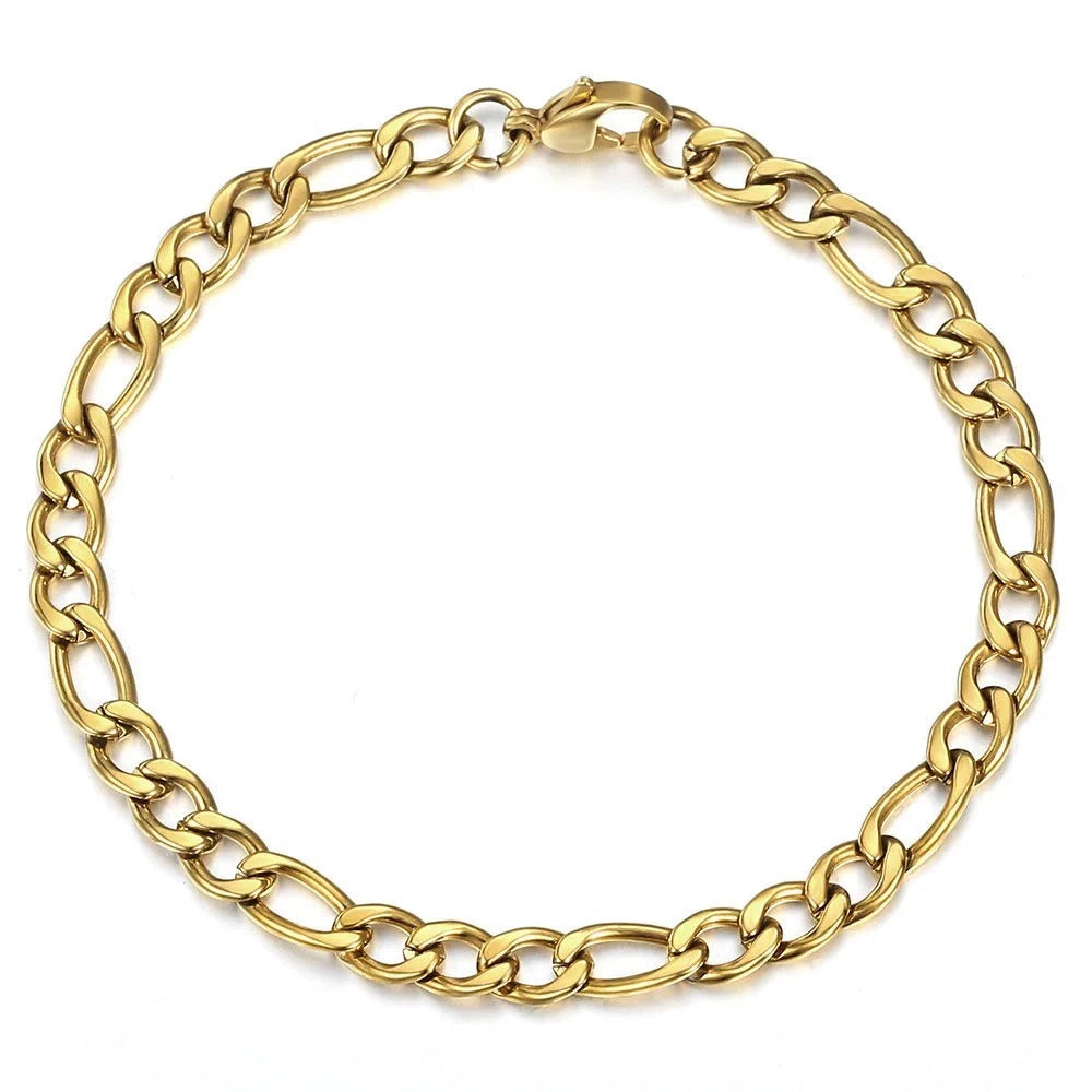 gold 3mm figaro bracelet - night out jewelry by clearquartzshop