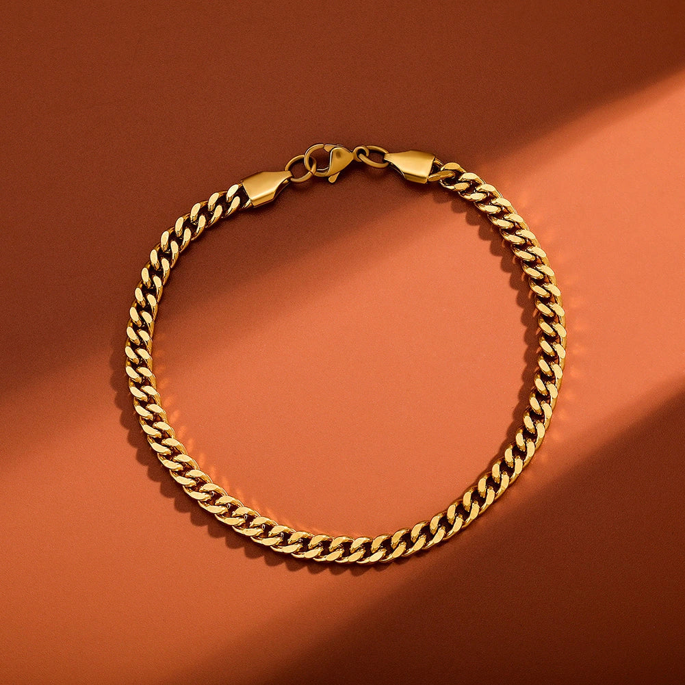 gold cuban link bracelet for men and women made from stainless steel, 3mm to 10mm - luxury jewelry by clearquartzshop