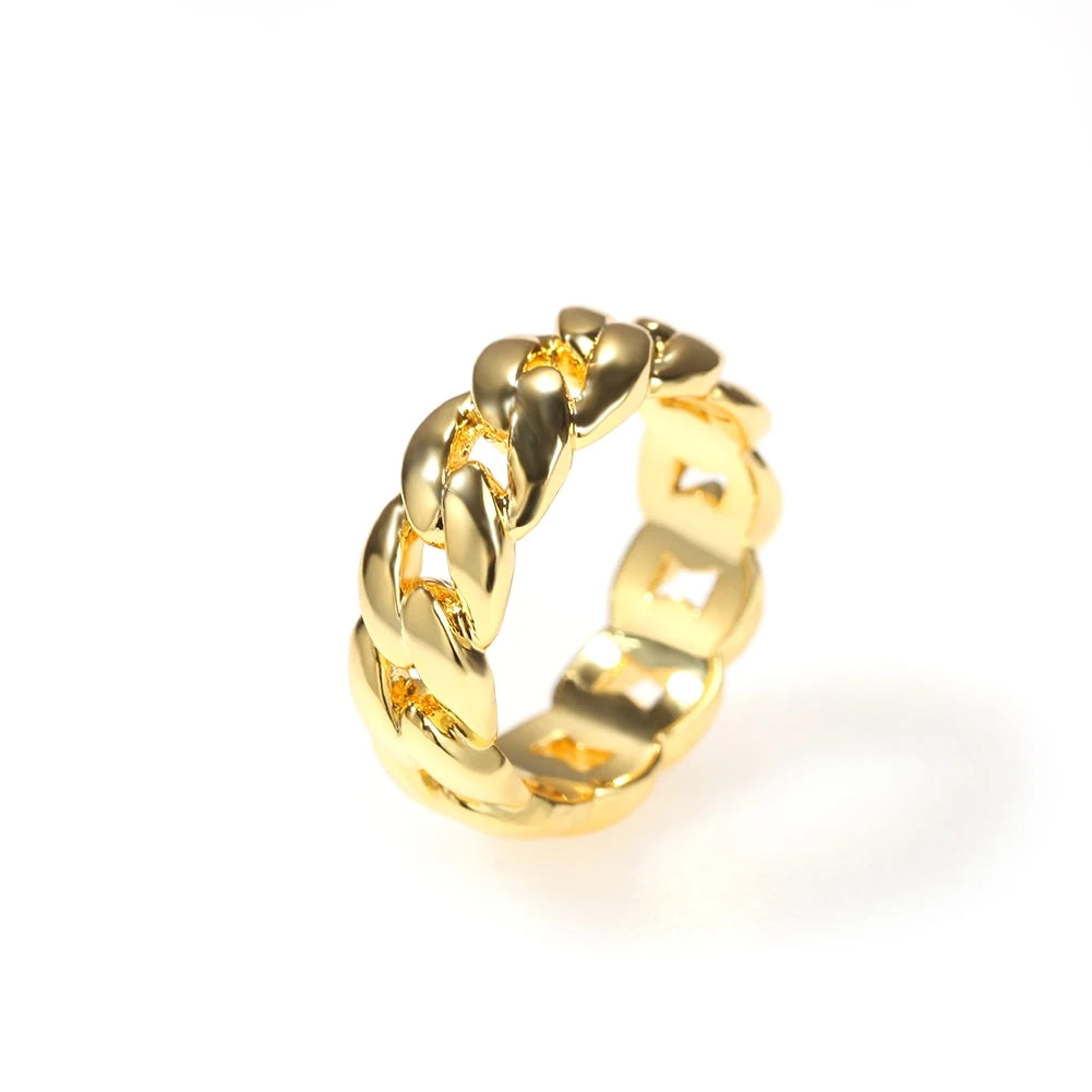 gold cuban link ring - unisex bold jewelry by clearquartzshop