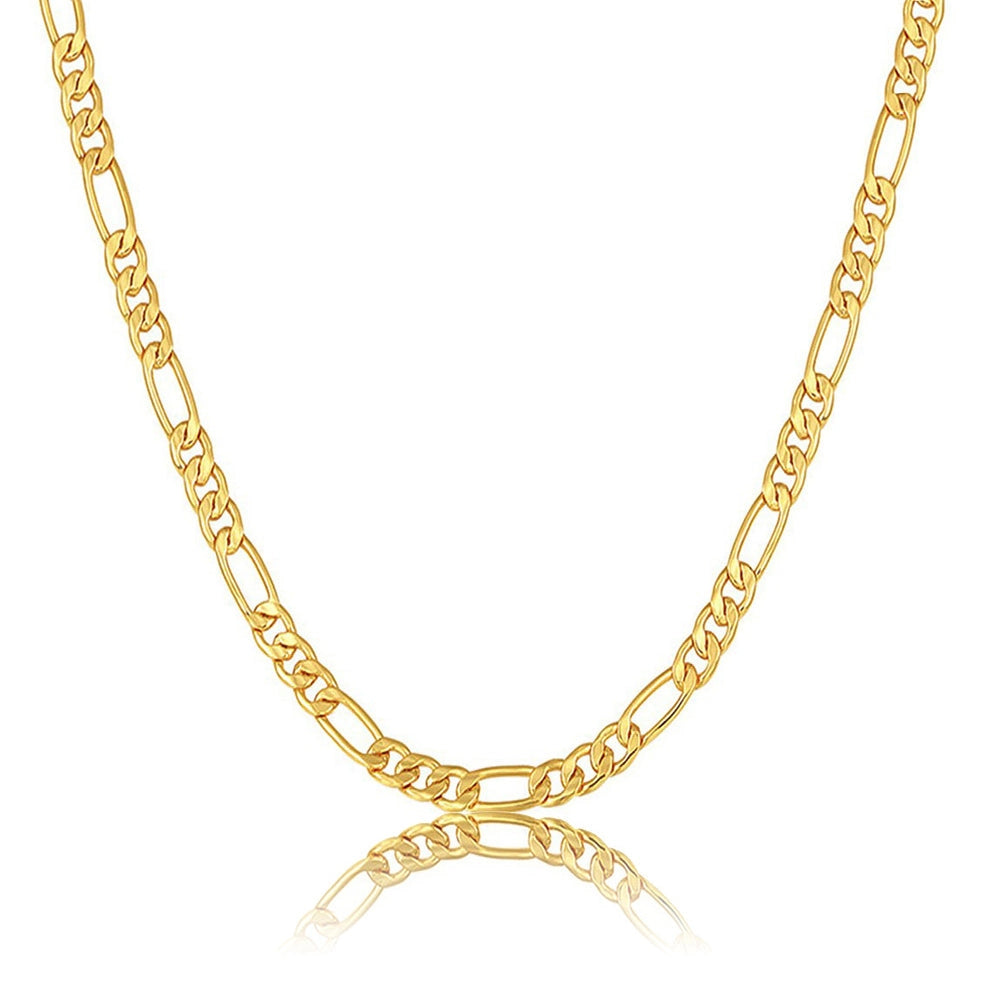 gold figaro chain built from stainless steel in sizes of 3mm, 5mm, 7mm and 9mm - italian jewelry by clearquartzshop