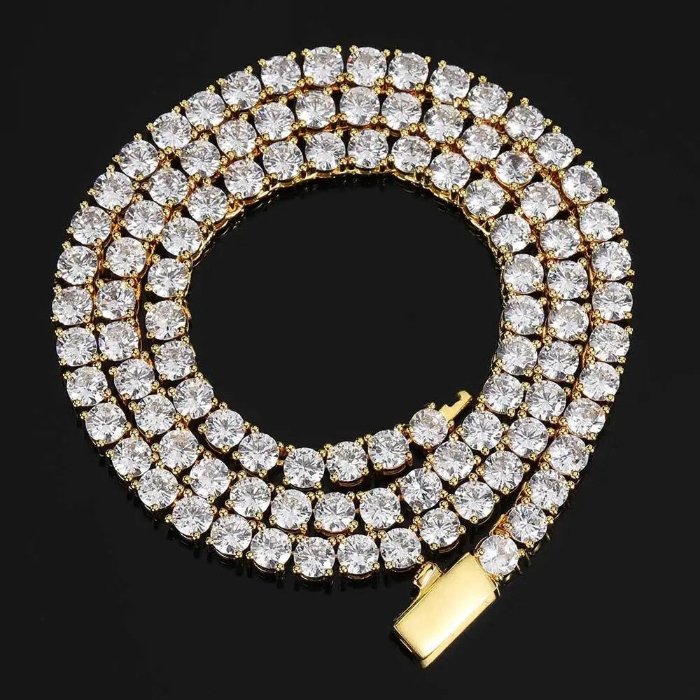 gold tennis chain for men and women - cz necklace by clearquartzshop
