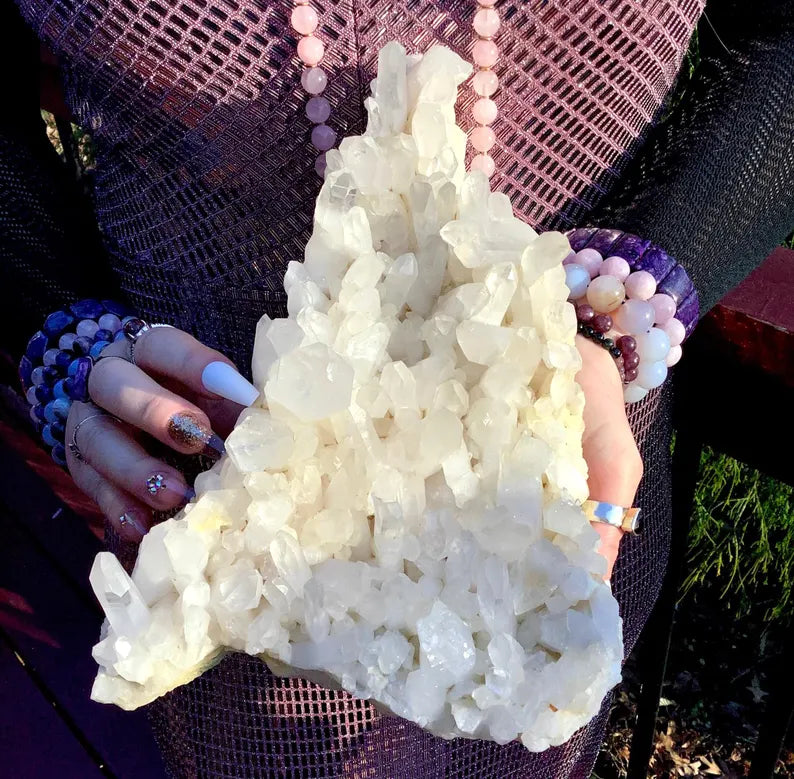 flawless clear quartz cluster from arkansas - 3kg healing crystal from clearquartzshop