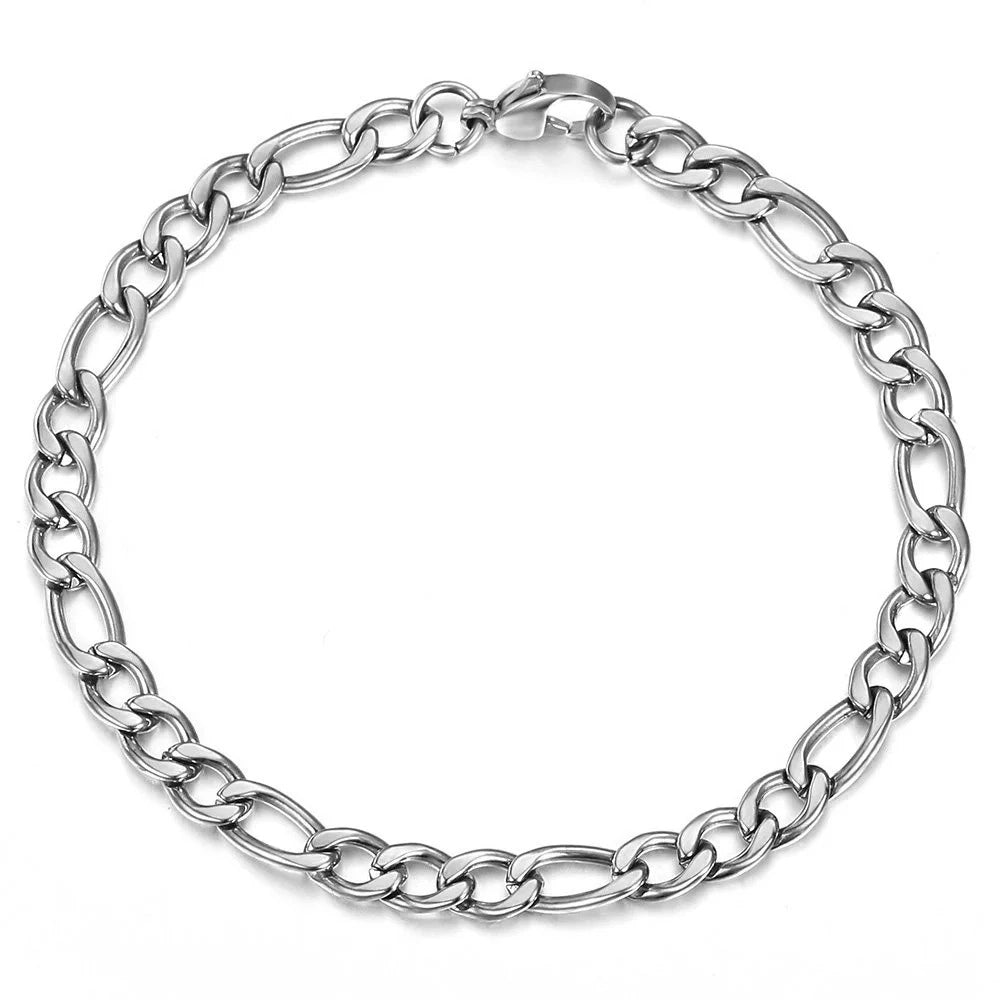 3mm figaro bracelet silver - unisex jewelry by clearquartzshop