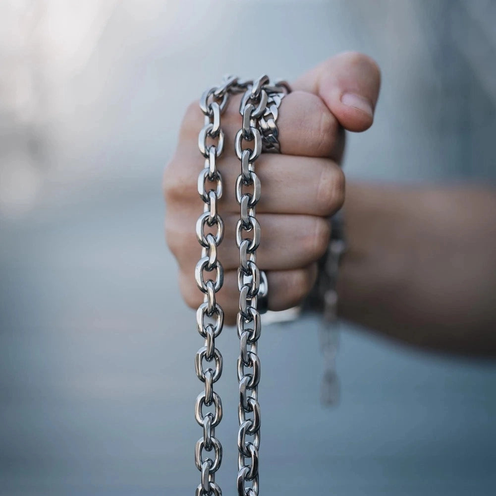 silver cable bracelet, unisex rolo necklace made from stainless steel - trendy jewelry by clearquartzshop