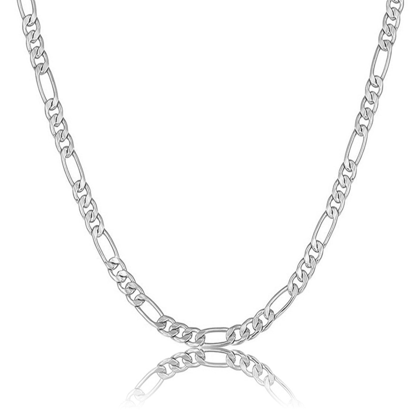 silver figaro chain made from stainless steel in sizes of 3mm, 5mm, 7mm and 9mm - unisex italian jewelry by clearquartzshop