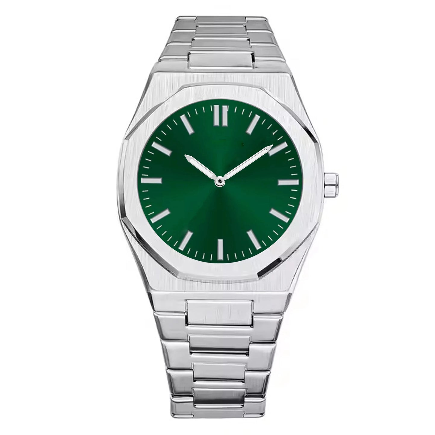 green dial stainless steel silver premium watch for men and women from clearquartzshop