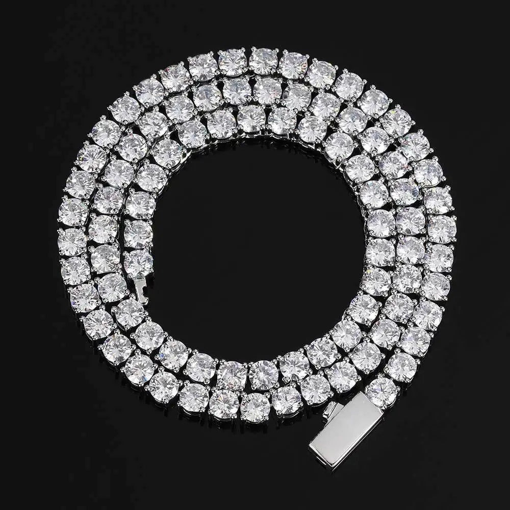silver tennis chain for men and women - white gold cz necklace by clearquartzshop