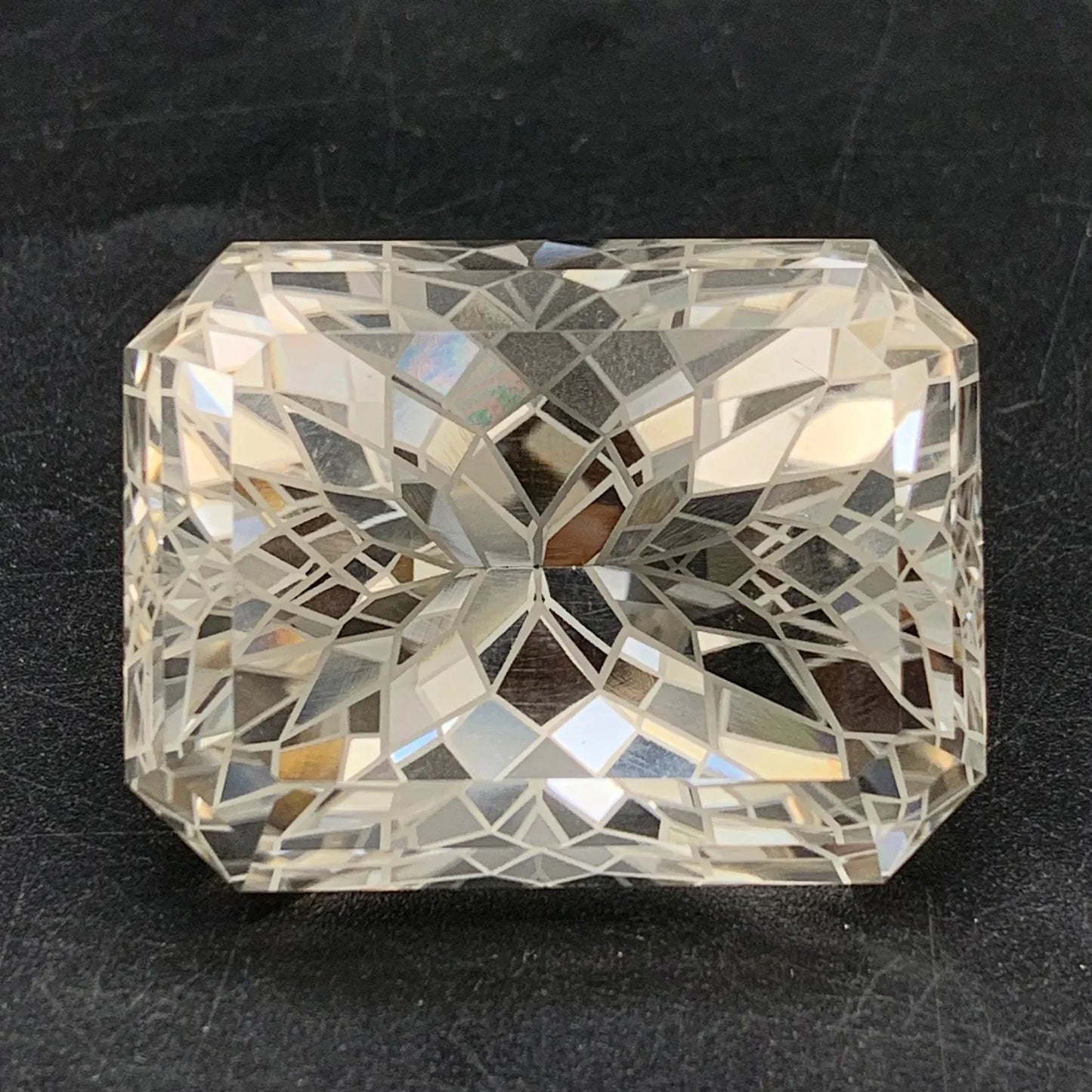 390 carat flawless large pakistani clear quartz flower fantasy cut rectangular gemstone - clearquartzshop