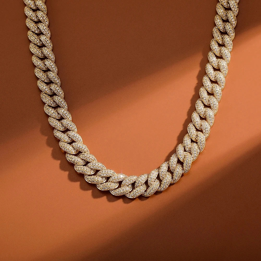 gold 8mm iced out miami cuban link chain for men and women - statement jewelry from clearquartzshop