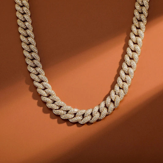gold 8mm iced out miami cuban link chain for men and women - statement jewelry from clearquartzshop