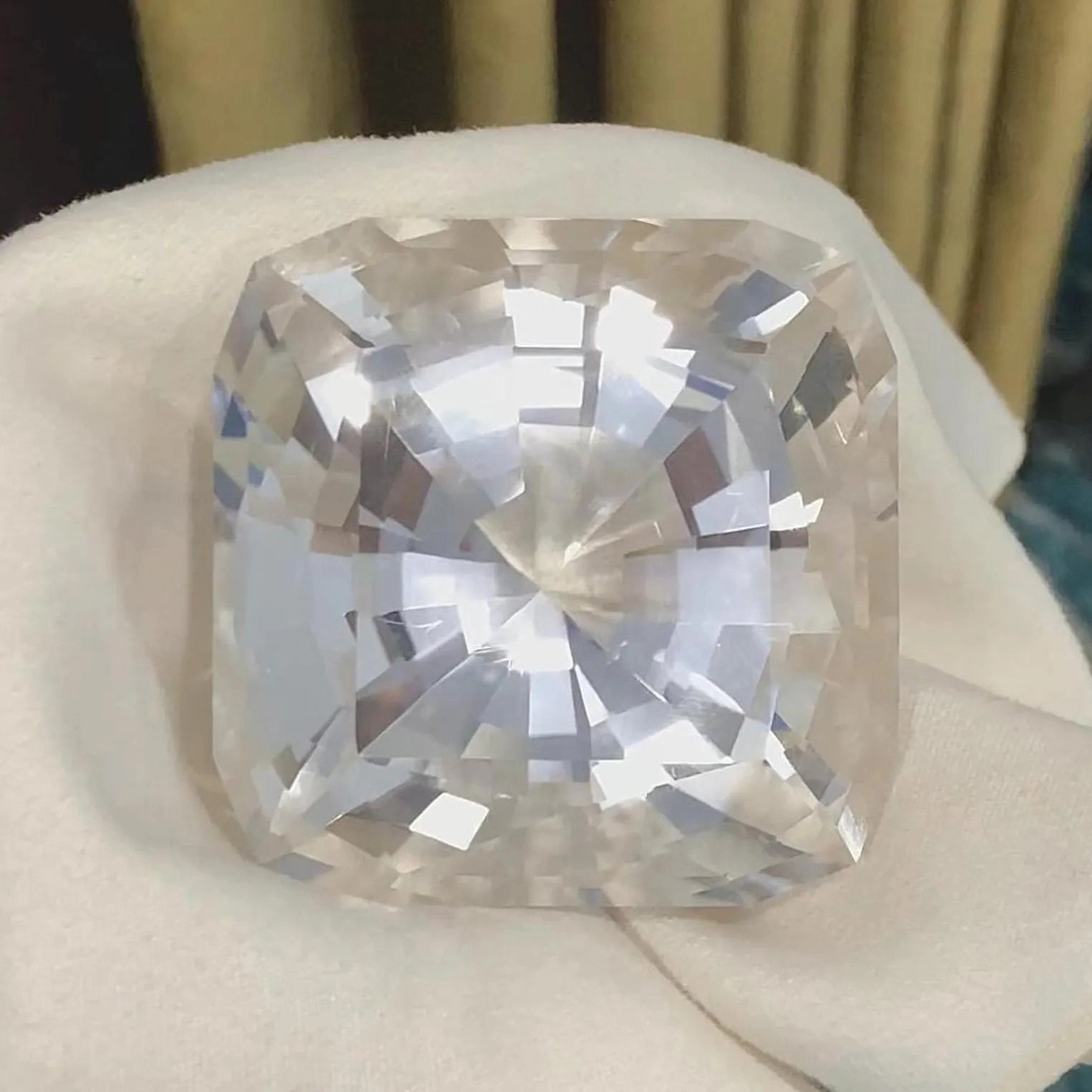 950ct flawless rare clear quartz square cut gemstone from afghanistan - display piece from clearquartzshop