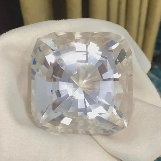 950ct flawless rare clear quartz square cut gemstone from afghanistan - display piece from clearquartzshop
