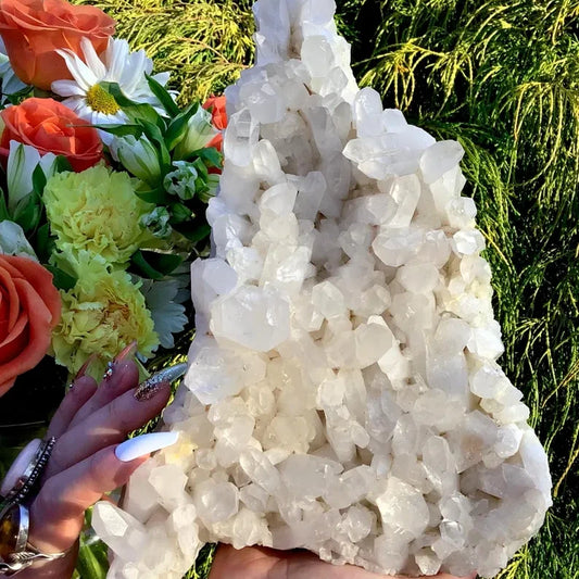 3.4kg large clear quartz cluster from arkansas - rare clear crystal from clearquartzshop