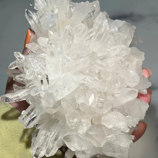 large natural arkansas clear quartz crystal cluster - clearquartzshop