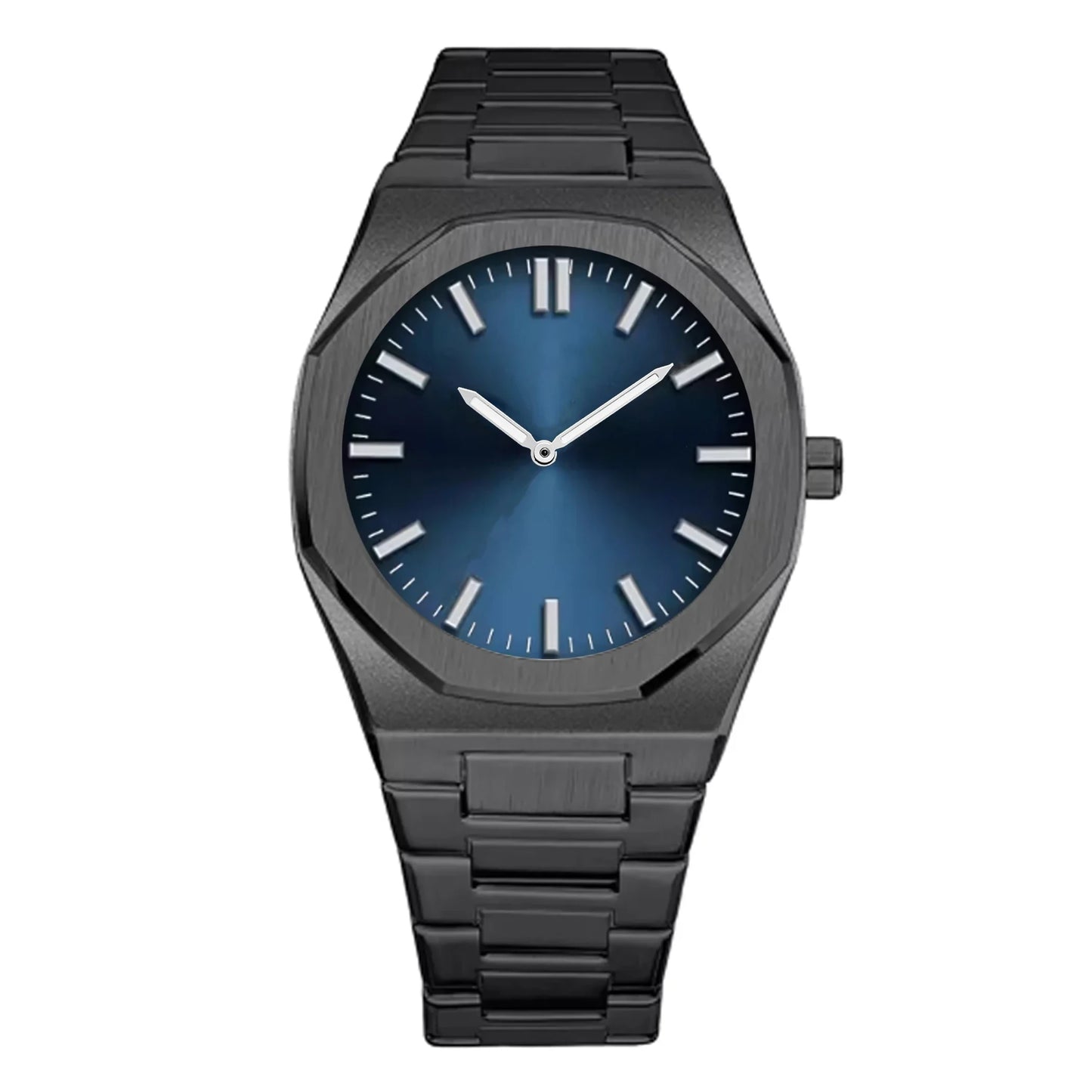 blue dial stainless steel black modern watch for unisex appeal from clearquartzshop