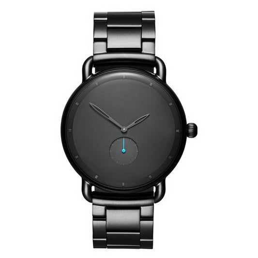 black eclipse watch - stainless steel minimalist watch for men and women with black dial by clearquartzshop