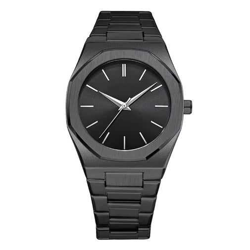 black stainless steel luxury watch for men and women by clearquartzshop