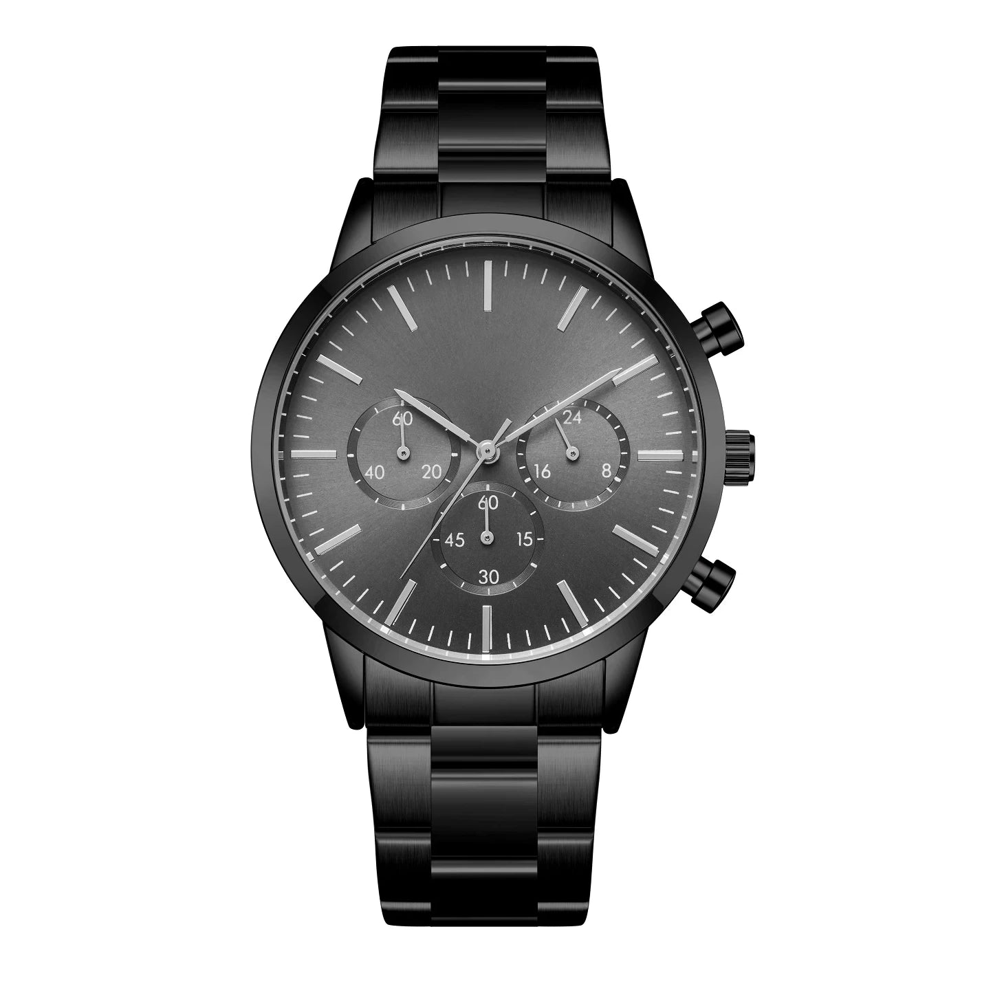 black modern sport watch built from stainless steel for men and women by clearquartzshop