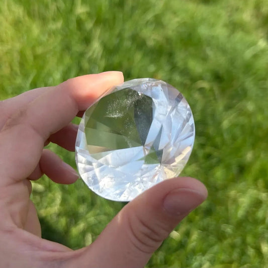 400 carat flawless brazilian clear quartz round faceted gemstone - healing crystal from clearquartzshop