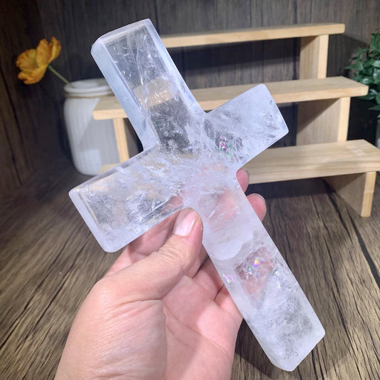 large 2850 carat natural chinese clear quartz crucifix - meditation crystal  clearquartzshop