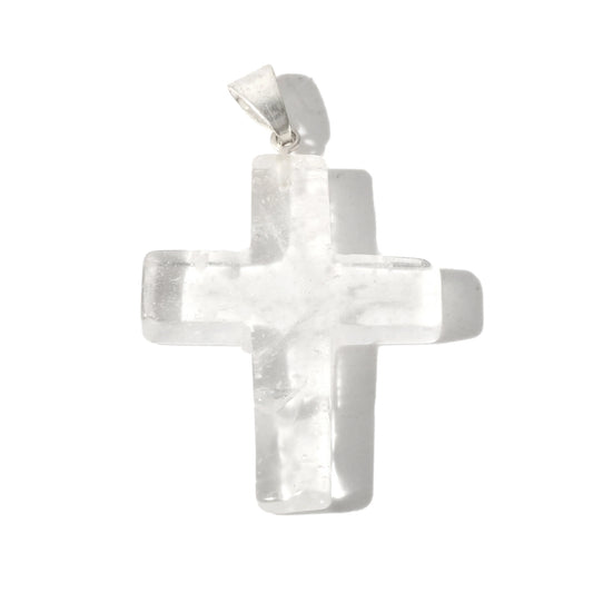 clear quartz cross pendant built with 925 sterling silver for men and women by clearquartzshop
