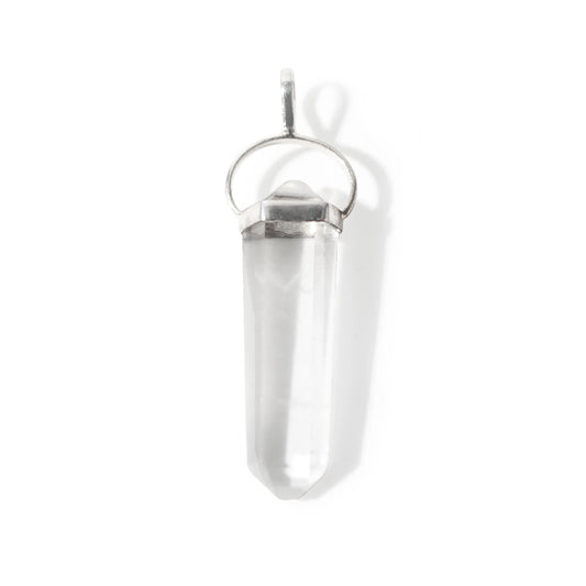 clear quartz double terminated pendant  - clear crystal necklace made with 925 sterling silver by clearquartzshop