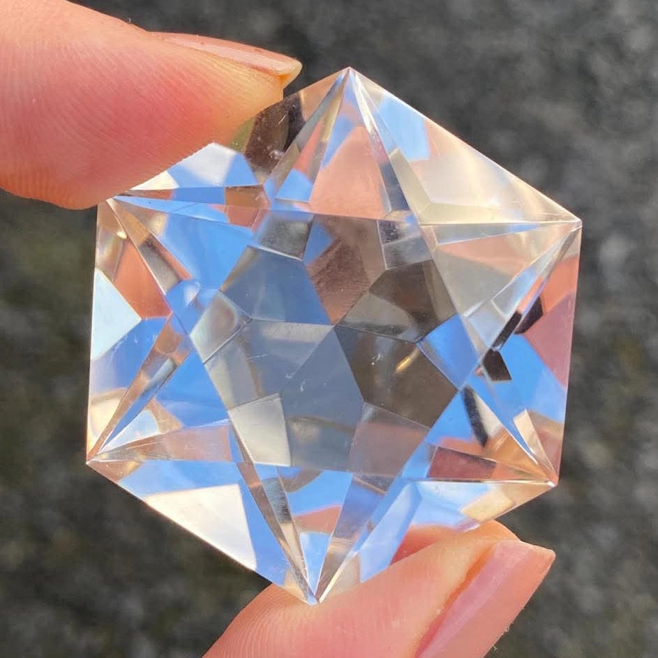 200 carat flawless brazilian clear quartz star cut gemstone - healing crystal from clearquartzshop