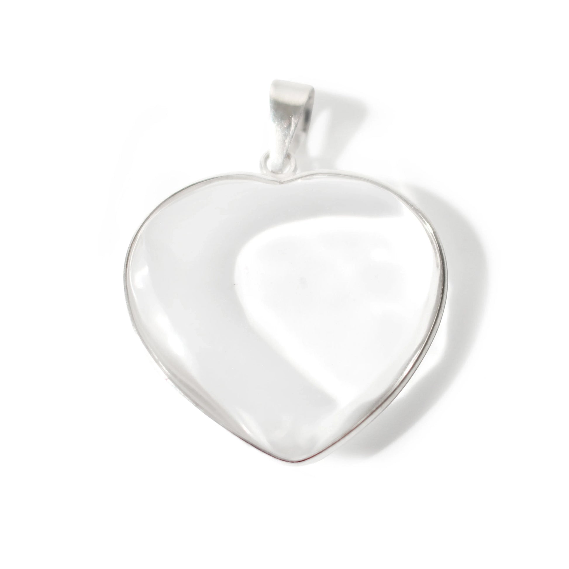 clear quartz heart pendant - clear crystal necklace for women by clearquartzshop
