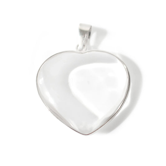 clear quartz heart pendant - clear crystal necklace for women by clearquartzshop