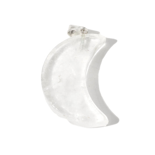 clear quartz moon pendant for men and women built with 925 sterling silver by clearquartzshop