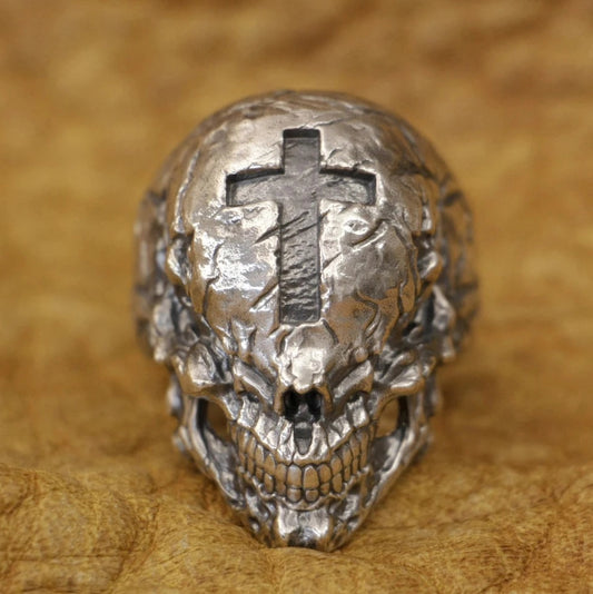 925 sterling silver cross skull ring | unisex punk jewelry from clearquartzshop