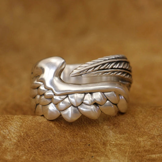925 sterling silver feather ring | unisex bold jewelry by clearquartzshop