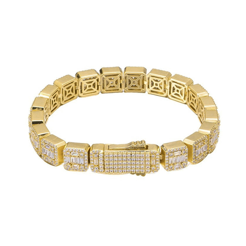 gold 10mm clustered tennis bracelet for men and women - cz jewelry by clearquartzshop
