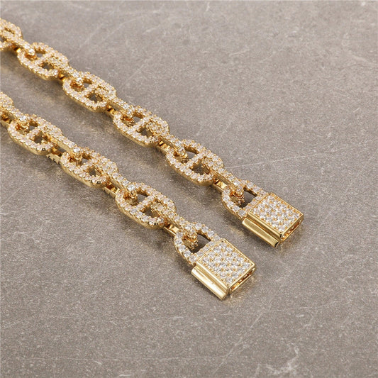 gold 11mm iced out mariner bracelet - cz jewelry from clearquartzshop