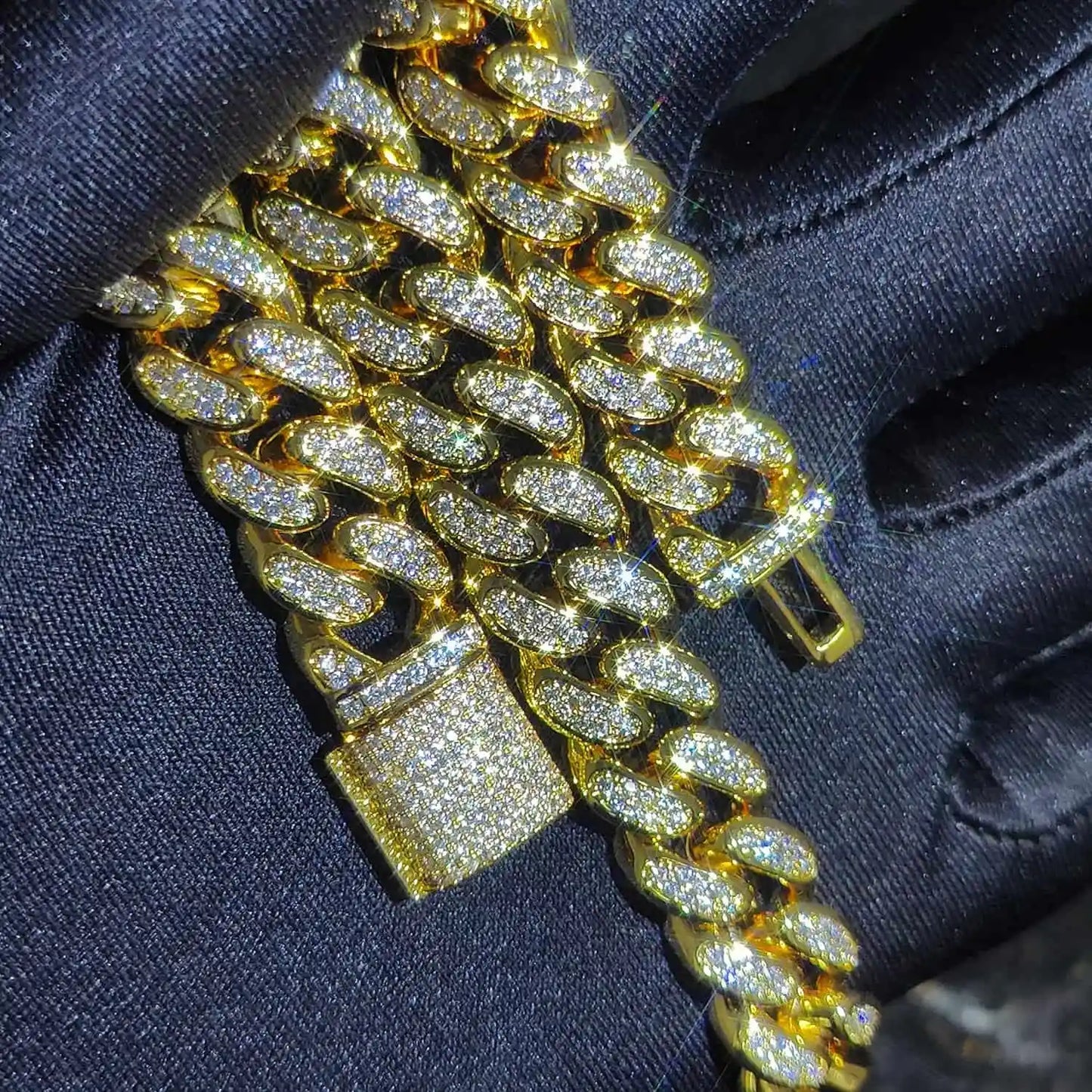 gold 12mm iced out cuban link chain for men and women - rap jewelry from clearquartzshop
