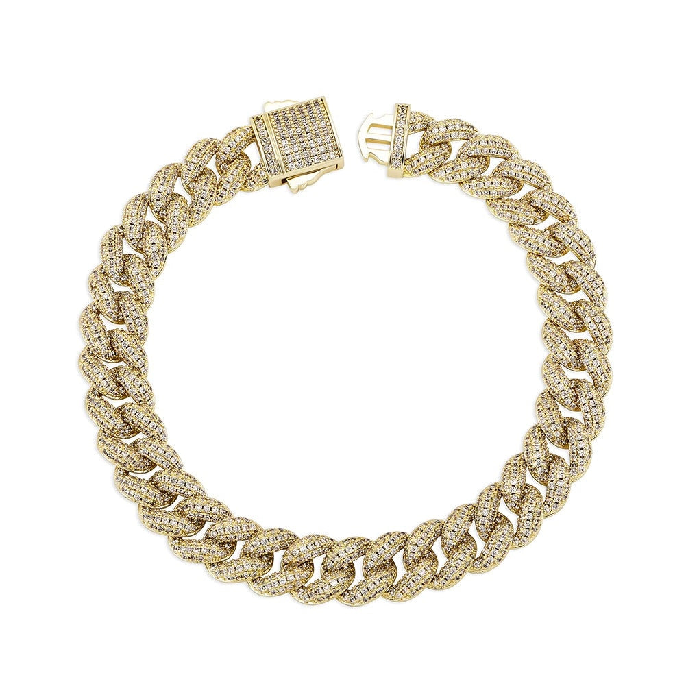 gold 8mm iced out pave cuban link bracelet for men and women - street jewelry by clearquartzshop