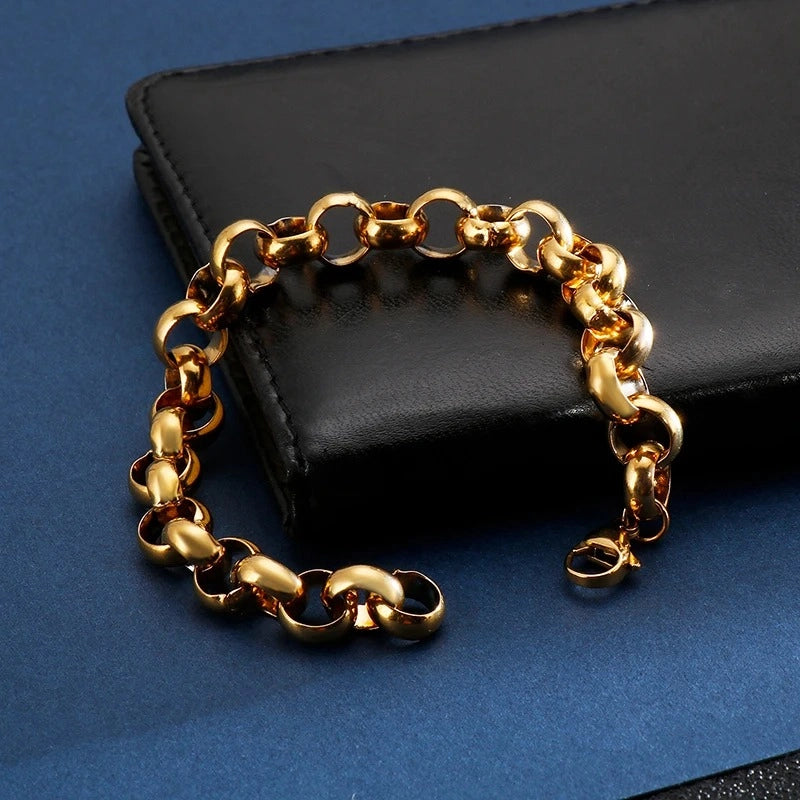 gold belcher bracelet - streetwear jewelry by clearquartzshop