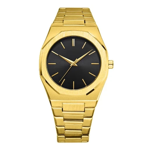gold black dial stainless steel business watch for unisex appeal by clearquartzshop