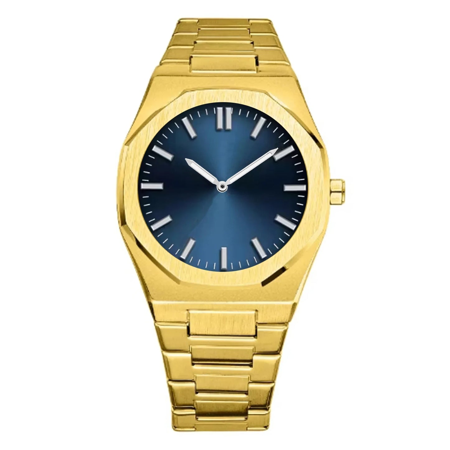blue dial stainless steel gold modern watch for unisex appeal from clearquartzshop