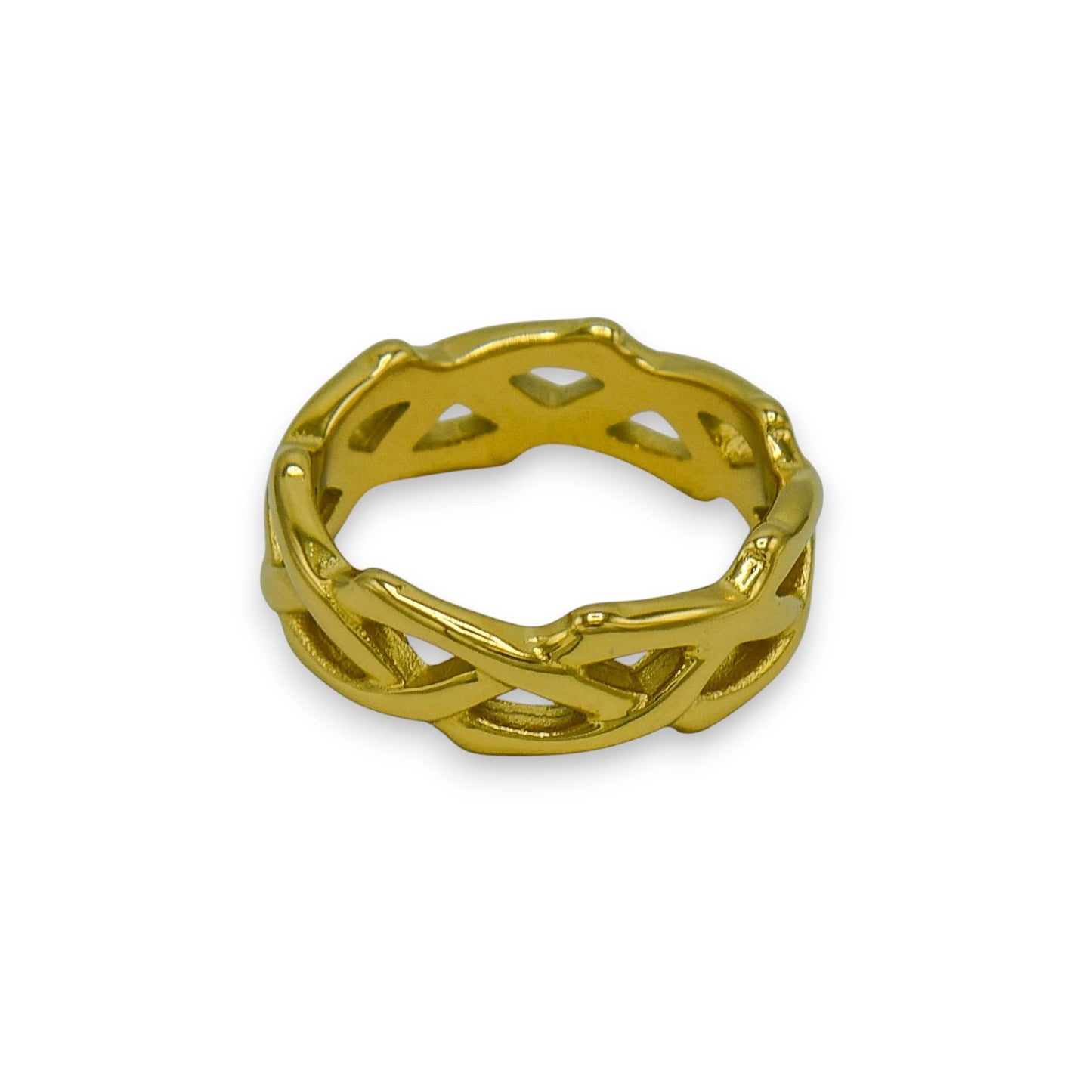 18k gold plated crown of thorns ring crafted from stainless steel | unisex trendy jewelry by clearquartzshop
