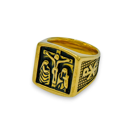 18k gold plated crucifix ring for men and women built from stainless steel | christian religious jewelry by clearquartzshop