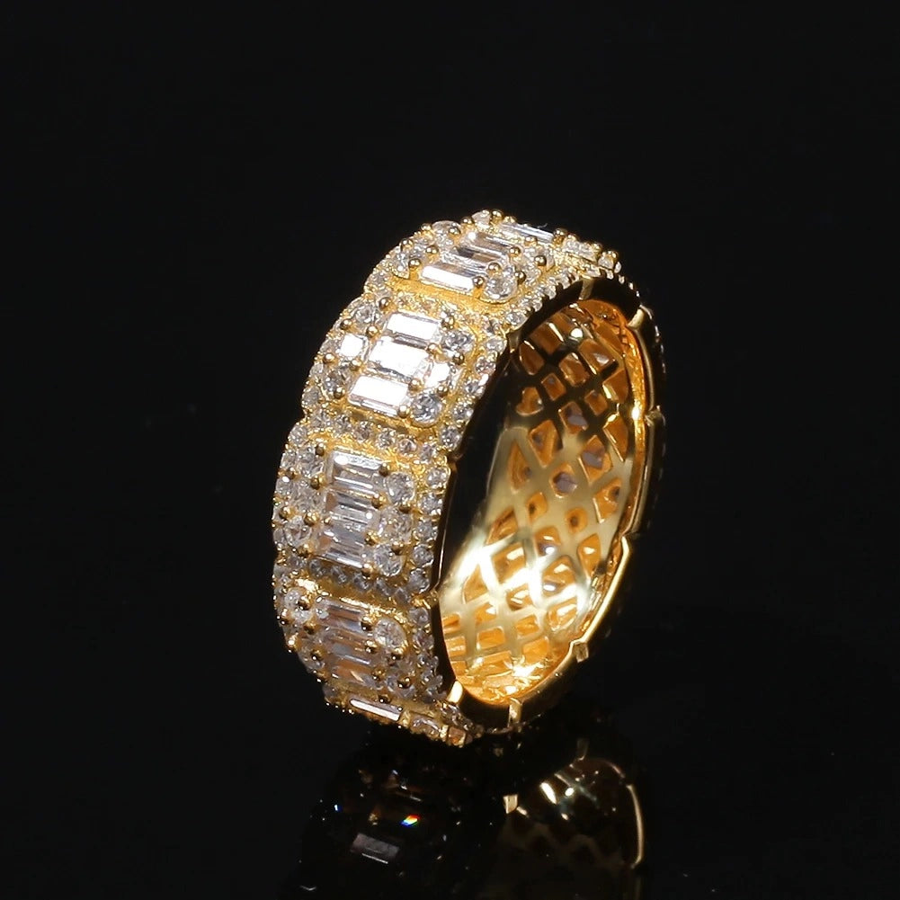gold diamond eternity ring - hip hop jewelry by clearquartzshop