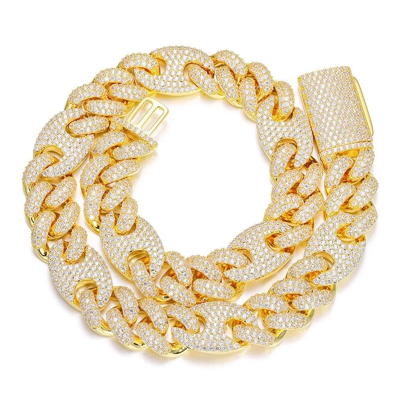 gold plated 16mm pig nose cuban chain iced with cubic zirconia for men and women - rap necklace from clearquartzshop