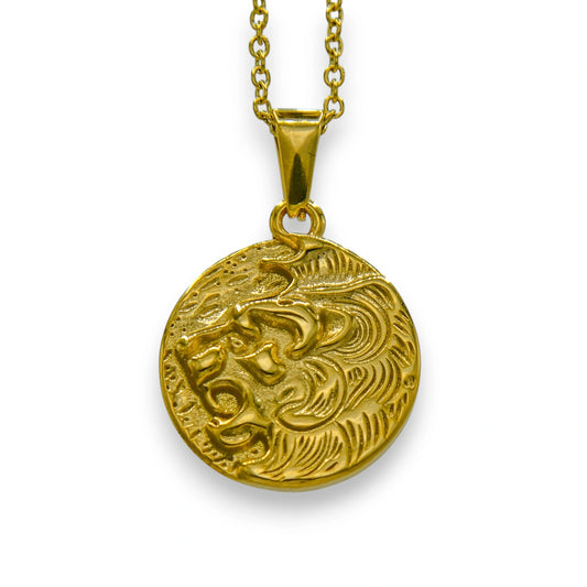 18k gold plated lion pendant for men and women built from stainless steel with chain | streetwear necklace by clearquartzshop