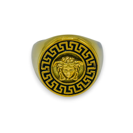 18k gold plated medusa ring built from stainless steel | unisex party jewelry by clearquartzshop