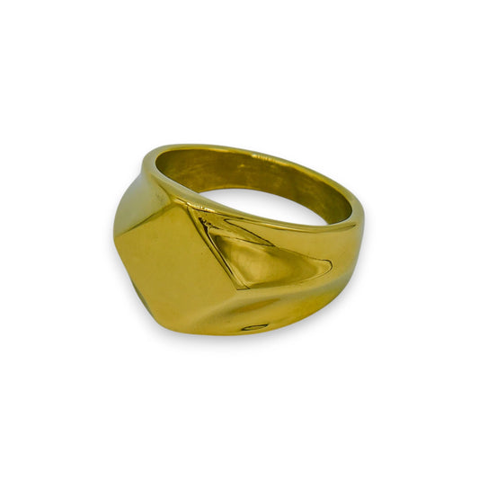 18k gold plated minimalist signet ring | unisex stainless steel jewelry by clearquartzshop